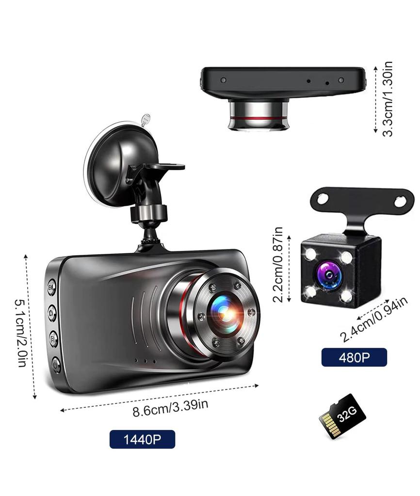 DWCQRTM První v palubní kameře Přední a zadní kamera Malá palubní kamera 1080P Technologie korekce obrazu LCD obrazovka Širokoúhlá autokamera s