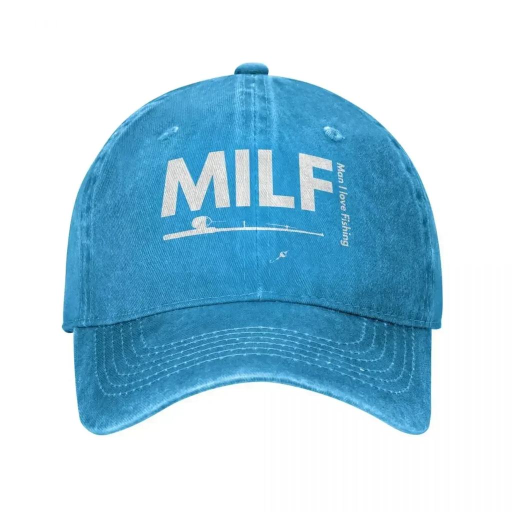 Mann Ich Liebe Angeln MILF Baseballkappen Klassische Abgenutzte Baumwolle Sonnenschirmkappe Unisex Outdoor Alle Jahreszeiten Reisekappen Hut