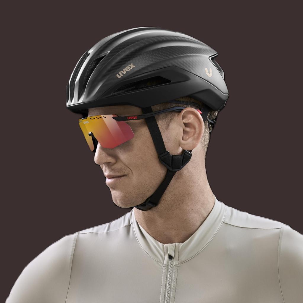 Sports Sunglasses UV400 Mirror Lens Pace Stage Black Matte [Uvex] Anti-fog Cycling/Running/Outdoor (Red)