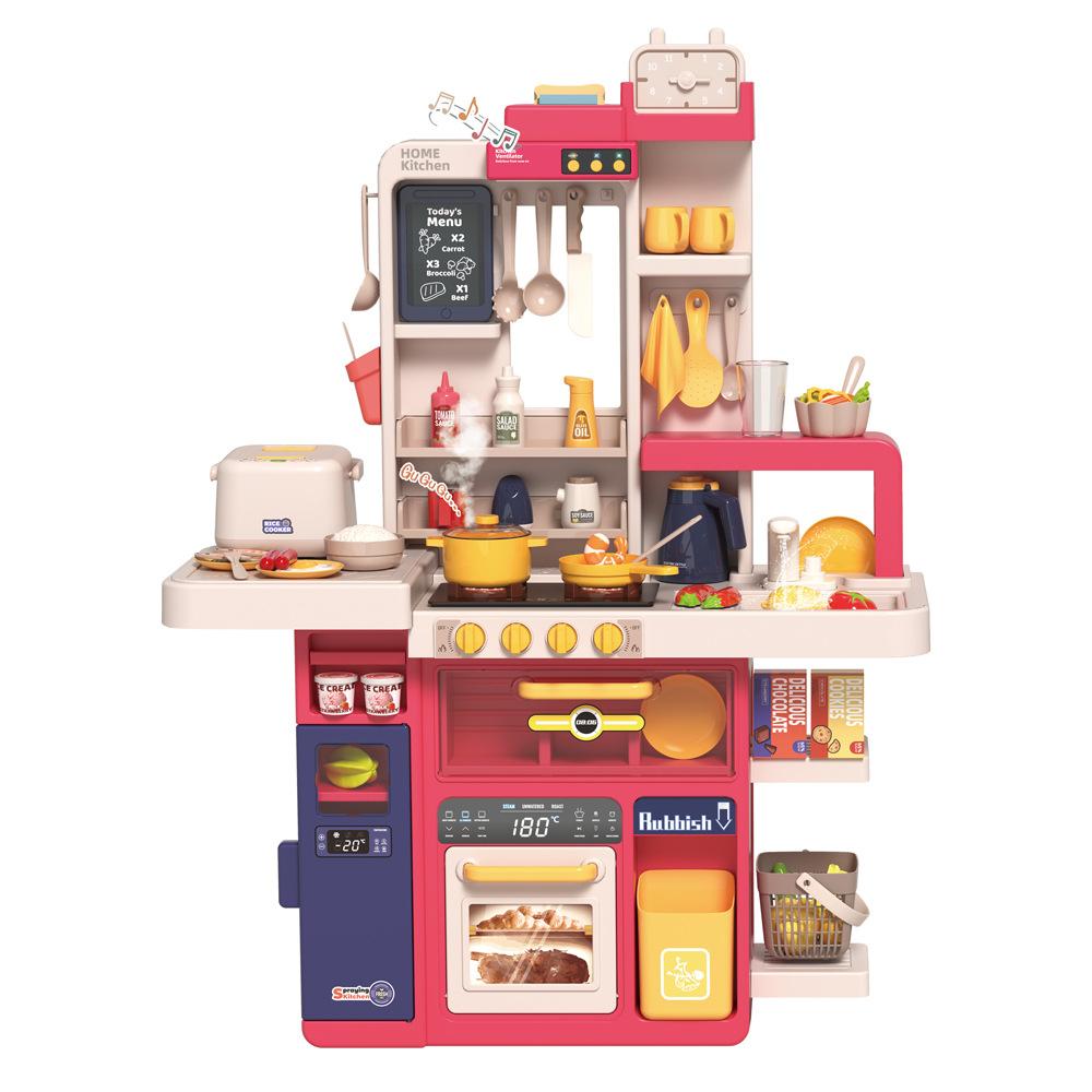 Playing House Children'S Light Music 93Cm Steam Outlet Water Spray Kitchen Cooking Utensils Table Set Toys