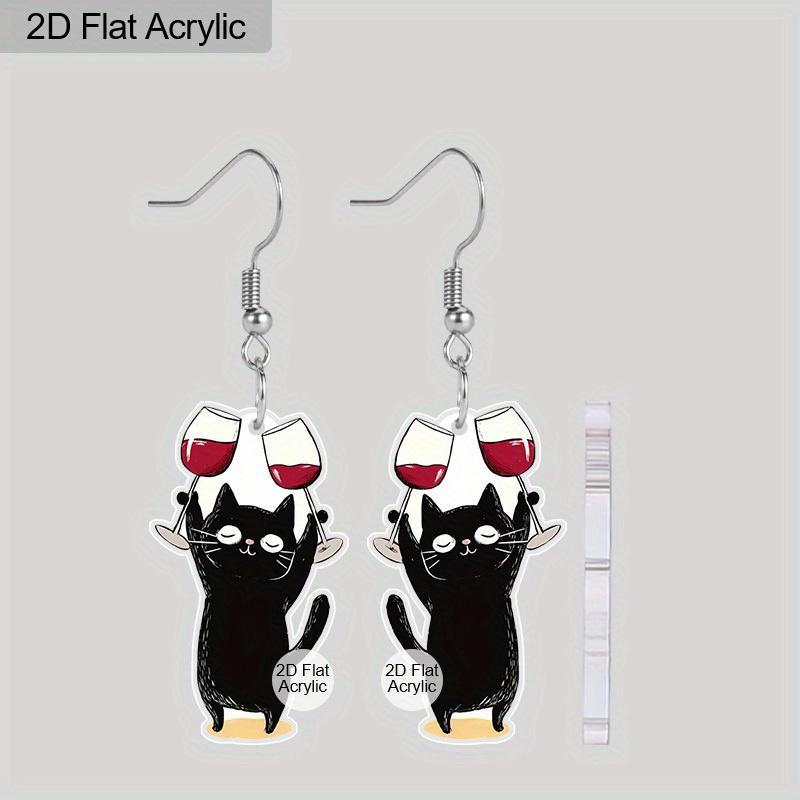 

2D Плоские Акриловые Серьги на Хэллоуин Украшение Милый Кулон в виде Черного Кота Ювелирные Изделия для Девочек Женщин Подарок на Хэллоуин