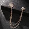 Metal Star Rhinestone Brooches Tassel Chain Crystal Lapel Pins Suit Coat Pin  Jewelry Accessories