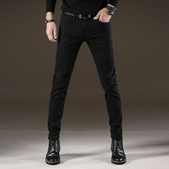 2023 Men's Black Slim Fit Elastic Jeans - Spring & Autumn Style