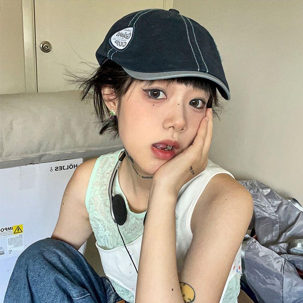 Embroidey Newsboy Cap Vintage Cowboy Caps Ins Forward Hat  Unisex