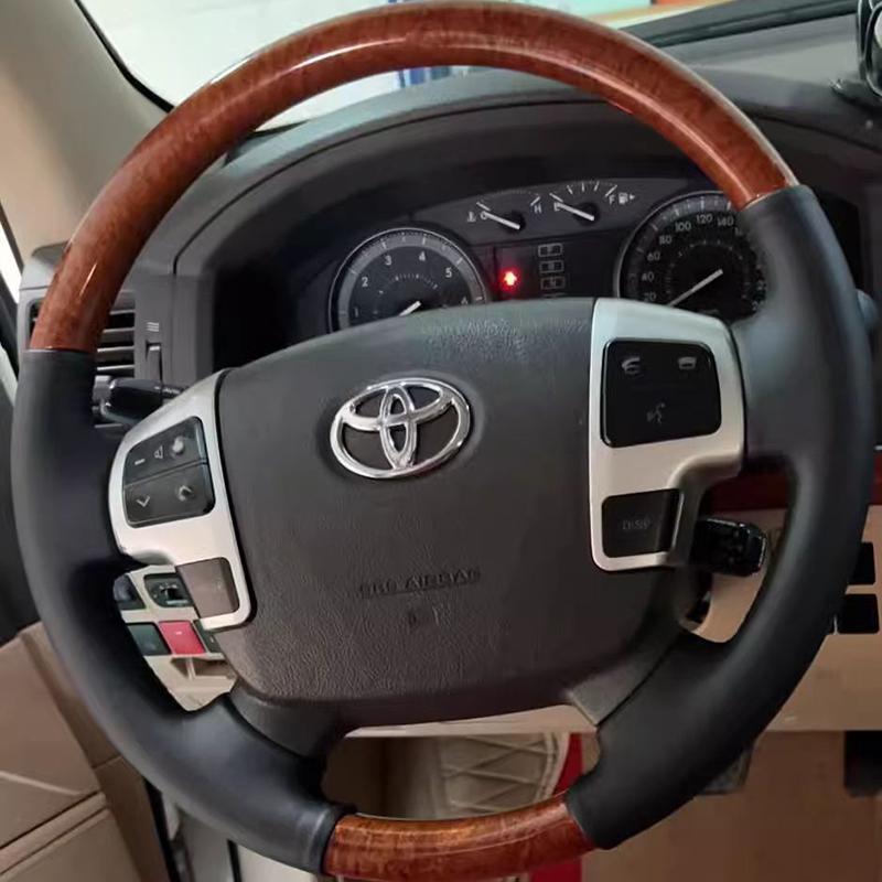 Hand-sömnad Läder persikofärgad Bilrattöverdrag för Toyota Land Cruiser LC 2008-2015 Tundra 2007-2013