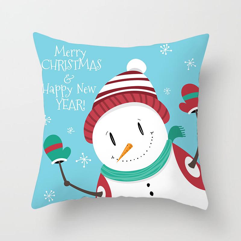 Wish Home Christmas Snowflake Digital Printing Peach Skin Car Pillow Cushion Pillow Case