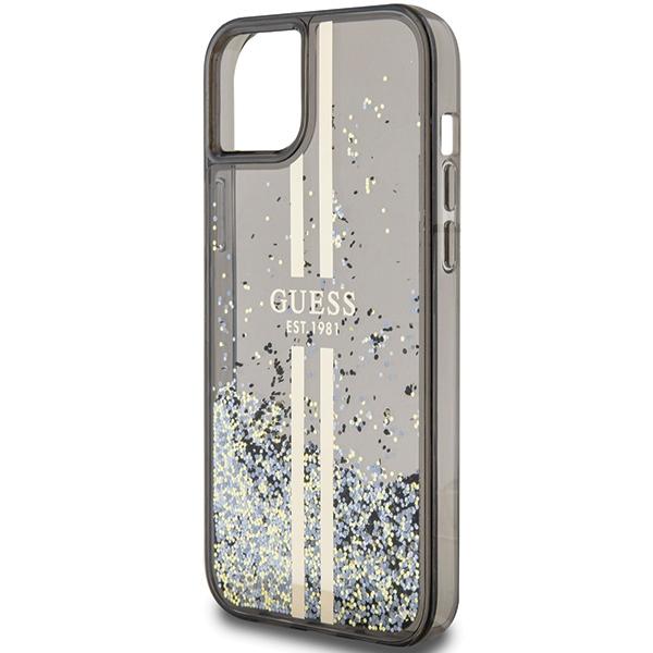 Guess Guhcp15Mlfcsegk Iphone 15 Plus / 14 Plus 6.7 Czarny/Black Hardcase Liquid Glitter Gold Stripes