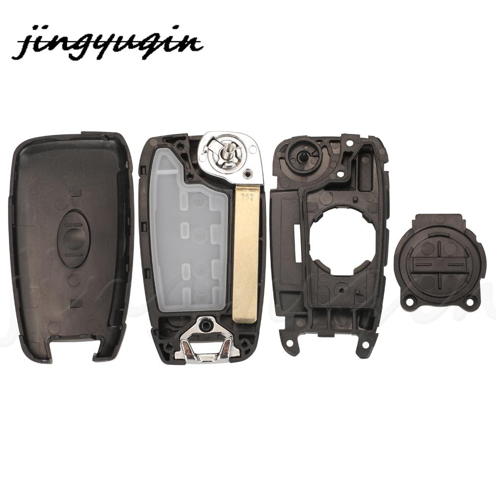 Jingyuqin Smart Remote Aute Flip Key Shell Case For Hyundai Accent Elantra Kona Santa Fe Tucson Veloster Car Accessories
