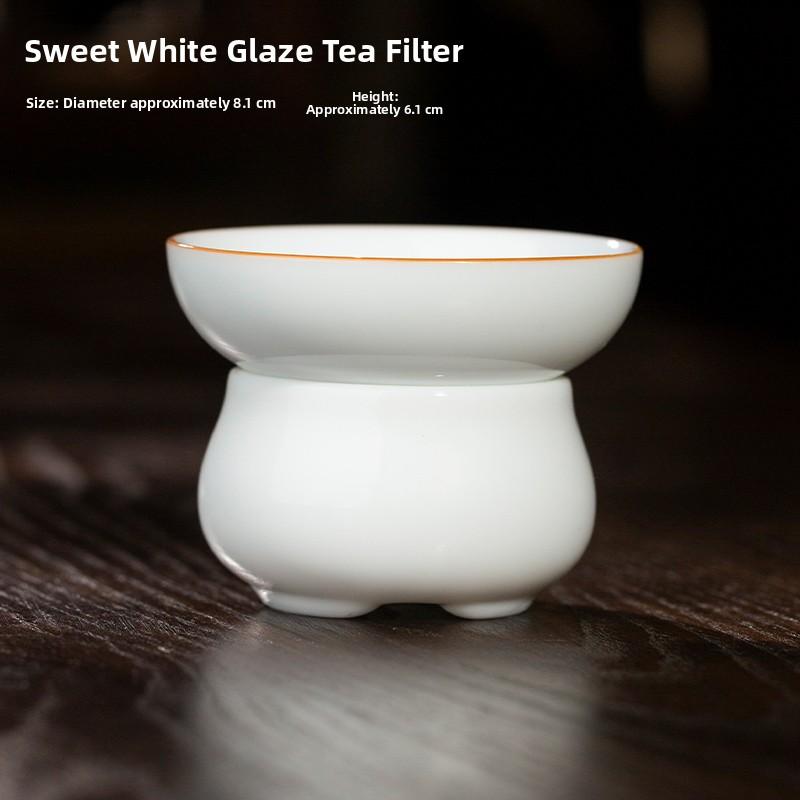 Handmade Ceramic Tea Strainer Sweet White Glaze Porcelain Tea Accessories Creative Tea Brewing Filter by San Qing Tang