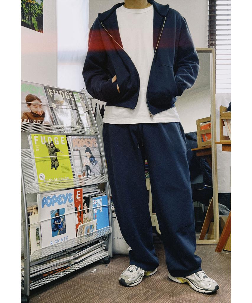 BLUFF Wide Curved Sweatpants [Blue Black]