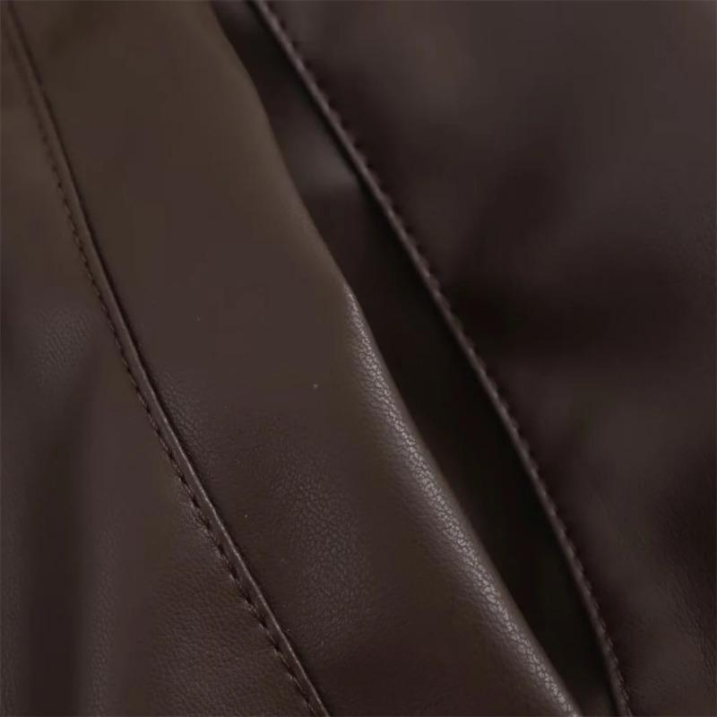 Autumn New Women's Jacket Simple Loose Clothing Casual Fashion Coat All-match Imitation Leather Pilot Jacket