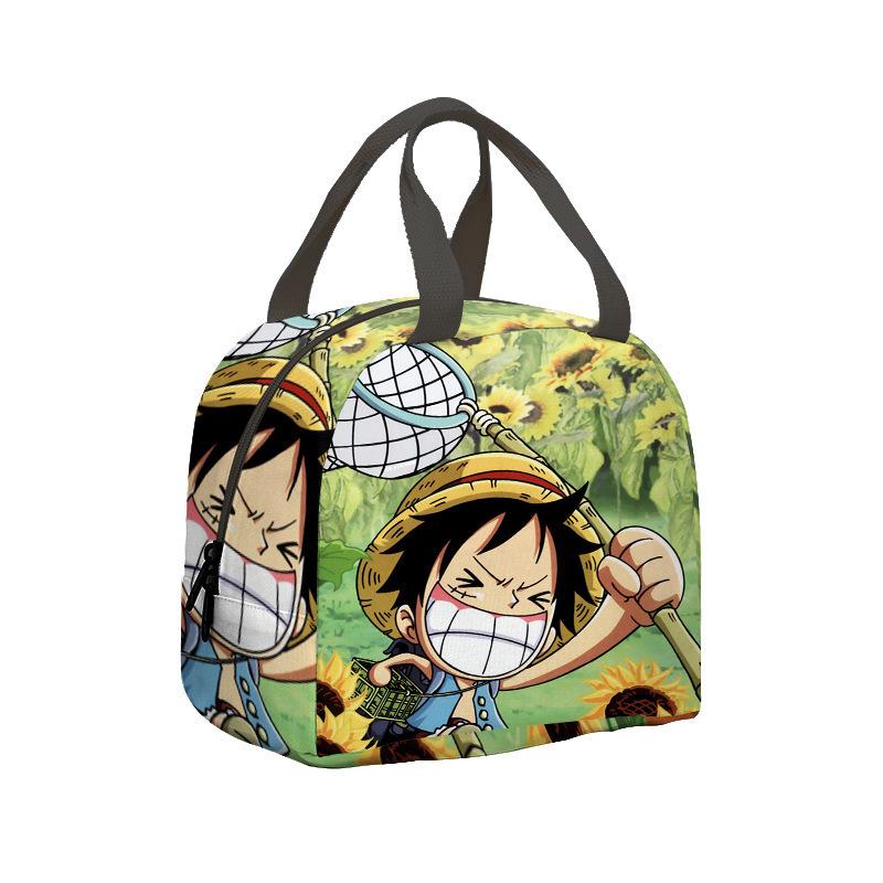 Borsa per il pranzo per bambini Anime One Piece King dei Pirati per studenti delle scuole elementari e medie Borsa da picnic con impacco di ghiaccio Borsa termica portatile per bento