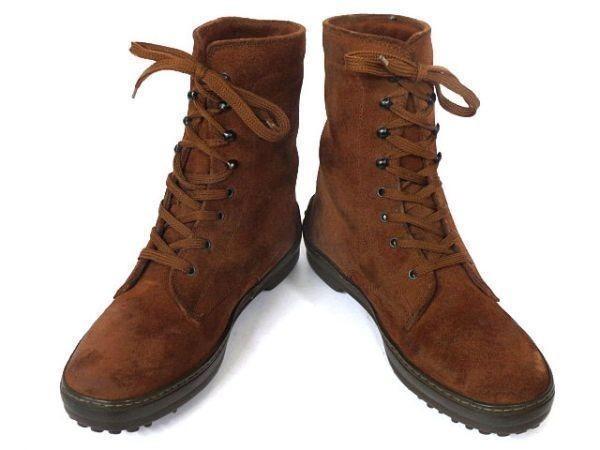 TOD'S/Women’s Suede Leather Lace-Up Mid Boots/22.5-23.0/Dark Brown/(USED)
