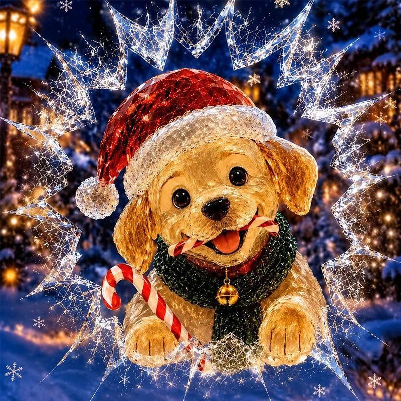 Removable Crystal Christmas Window Stickers Adorable Santa Snowman Puppy Design for Xmas Party Home Decor