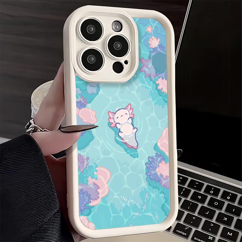 Phone Case for iPhone 17 Air 16E 15 16 Pro Max Axolotl Cartoon Cute Cover 14 Plus 13 12 Mini Soft Shell Silicone Fundas