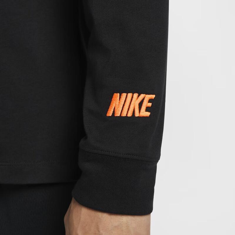 Nike Logo Outdoor Casual Crew Neck Long Sleeve T-Shirt Men Tops Black HF6198-010