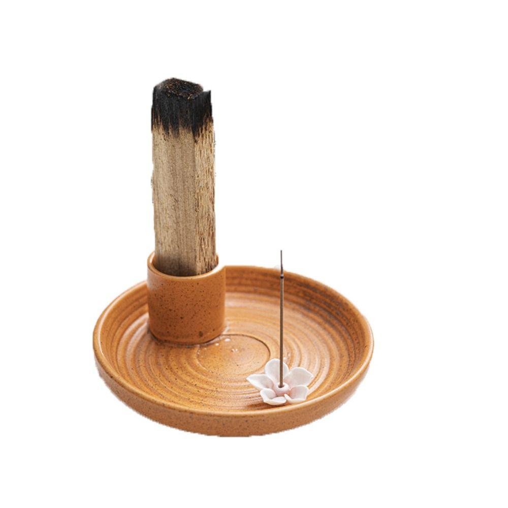 European Style Ceramic Aromatherapy Furnace Simple High-grade Round Sacred Wood Stand Unique Line Incense Holder Outdoor
