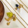 Creative Grape and Blueberry Shell Pendant Necklace Everyday Wear Jewelry Titanium Steel Texture for Fashion Lover