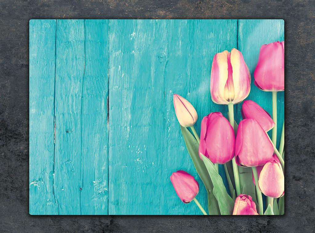 SZKLANA DESKA DO KROJENIA 52x40 TULIPANY