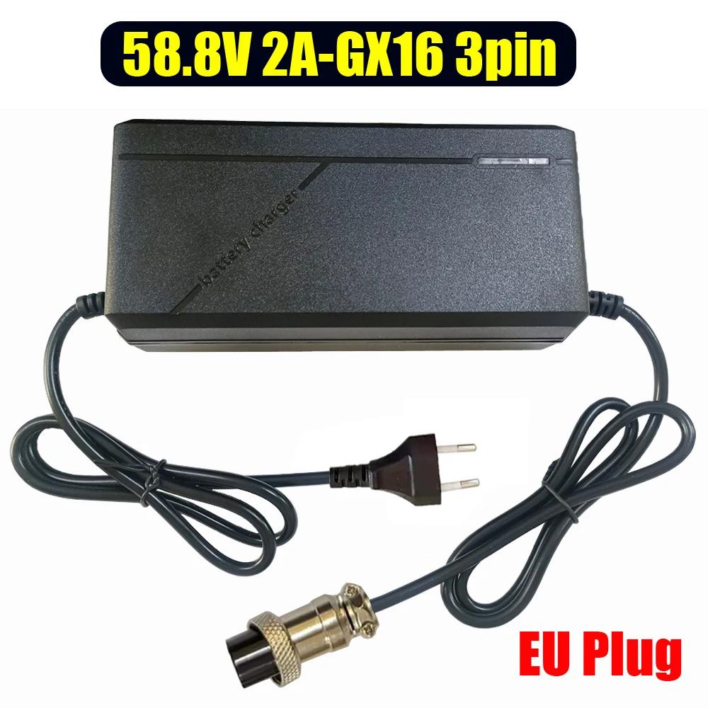 52V 2A Nabíječka Pro E-koloběžku S GX16-3Pin Konektorem 52V 14S 58.8V Nabíjecí Adaptér Pro Nabíječky Lithiových Baterií