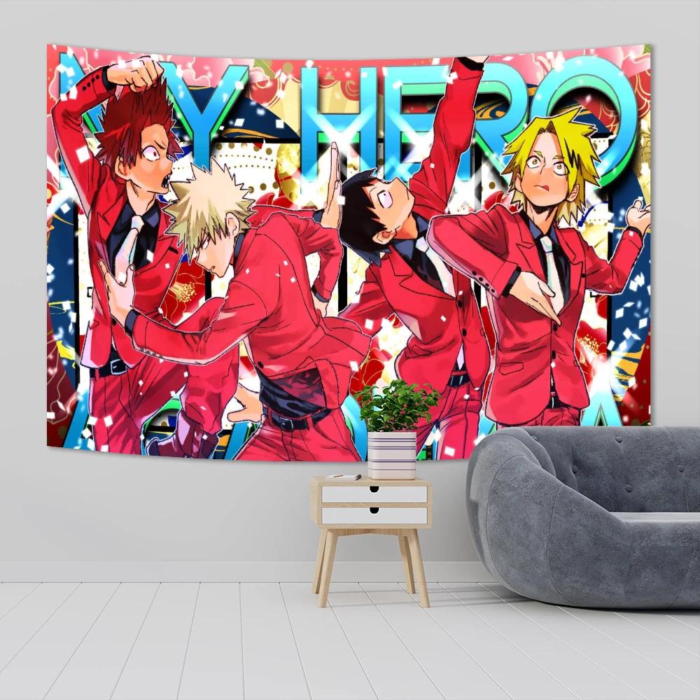 Tapeçaria de Parede My Hero Academia Decoração Kawaii para Quarto Desenhos Animados Anime MHA Pôster de Arte Papel de Parede Mural Tapeçaria Decoração de Quarto de Adolescente