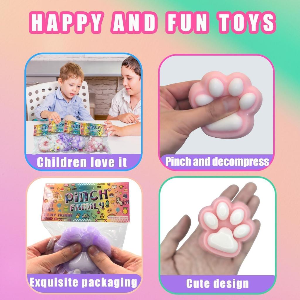 4pcs Taba Squishy Cat Paw Donut Squeeze Toys, Kawaii Mochi Sensory Toys, fufu Squishy for Cute Toys,Fidget Novelty Things,Suitable for Kids Teenage