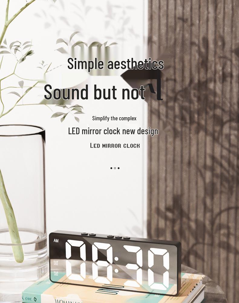 Minimalist Dual-Use LED Alarm Clock with Voice Control and Temperature Display