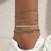 Ladies Gold Layered Bracelet Cuban Chain Anklet Chain Snake Bone Chain Tennis Chain Summer Beach Bracelet Set