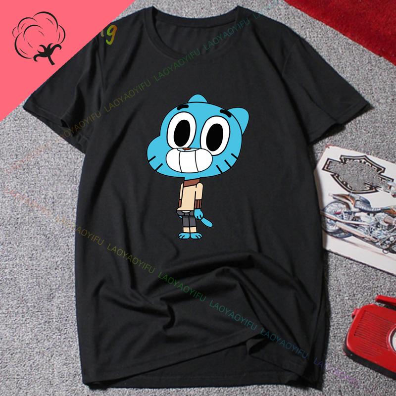 Funny Korean Amazing World Gumball Tshirt 100 Cotton Boys and Girls Y2k Clothes Short Sleeve Tee Mens Clothing