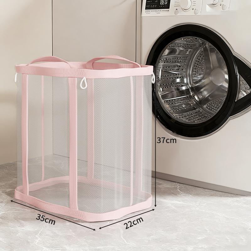 Breathable Mesh Laundry Basket Large Capacity Foldable Wall-Mounted Dirty Clothes Organizer Bag Bathroom Laundry Basket