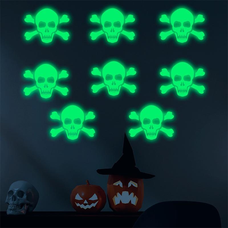 

Fashion Luminous Skull Wall Stickers for Kids Room Bedroom Decor Glow in the dark Earth Decals Noctilucent Small