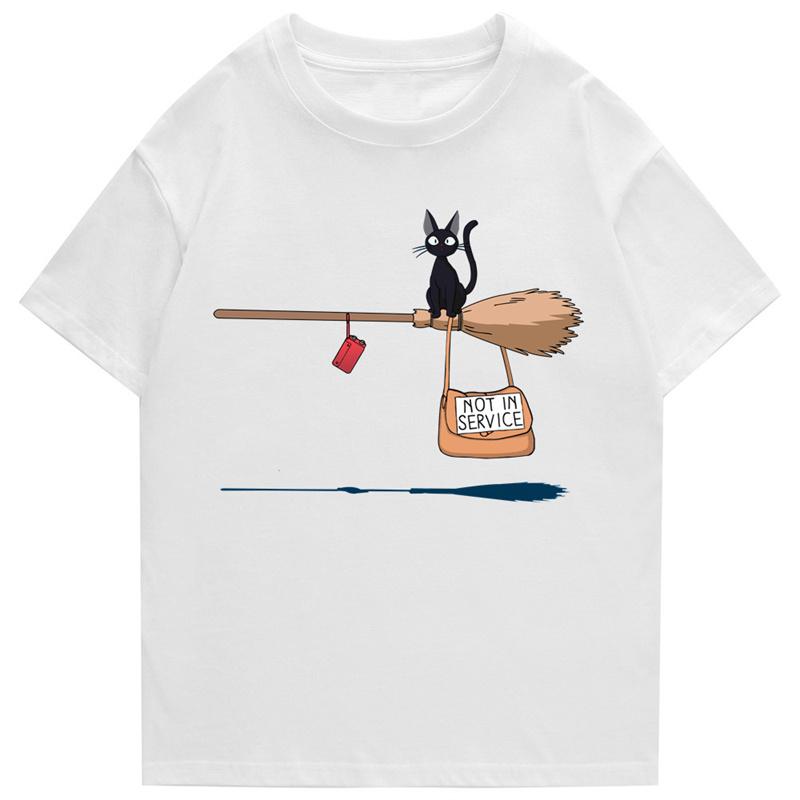 Cute Cats Are Not in Service Comic Print Unisex and Women Cartoon Soft Tshirts Fashion Round Neck Tshirts Retro Loose Tshirts
