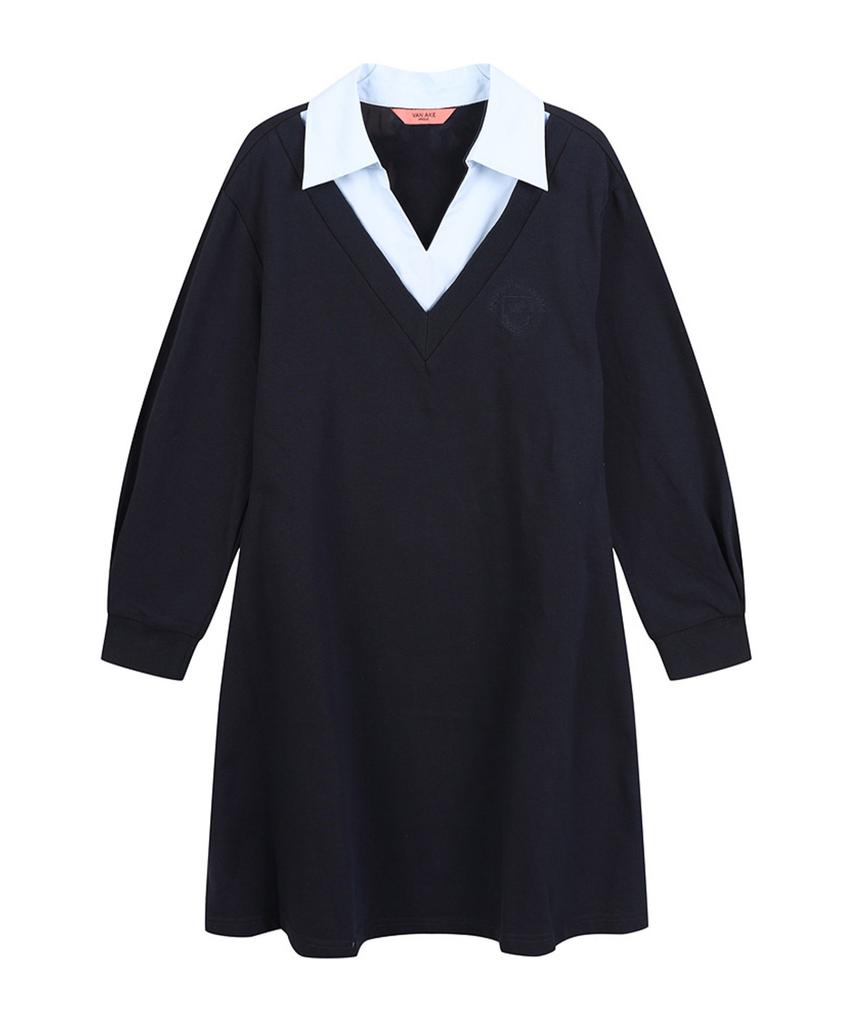 VANAKE Collar Contrast Layered Dress_Vb34Opmd02Z