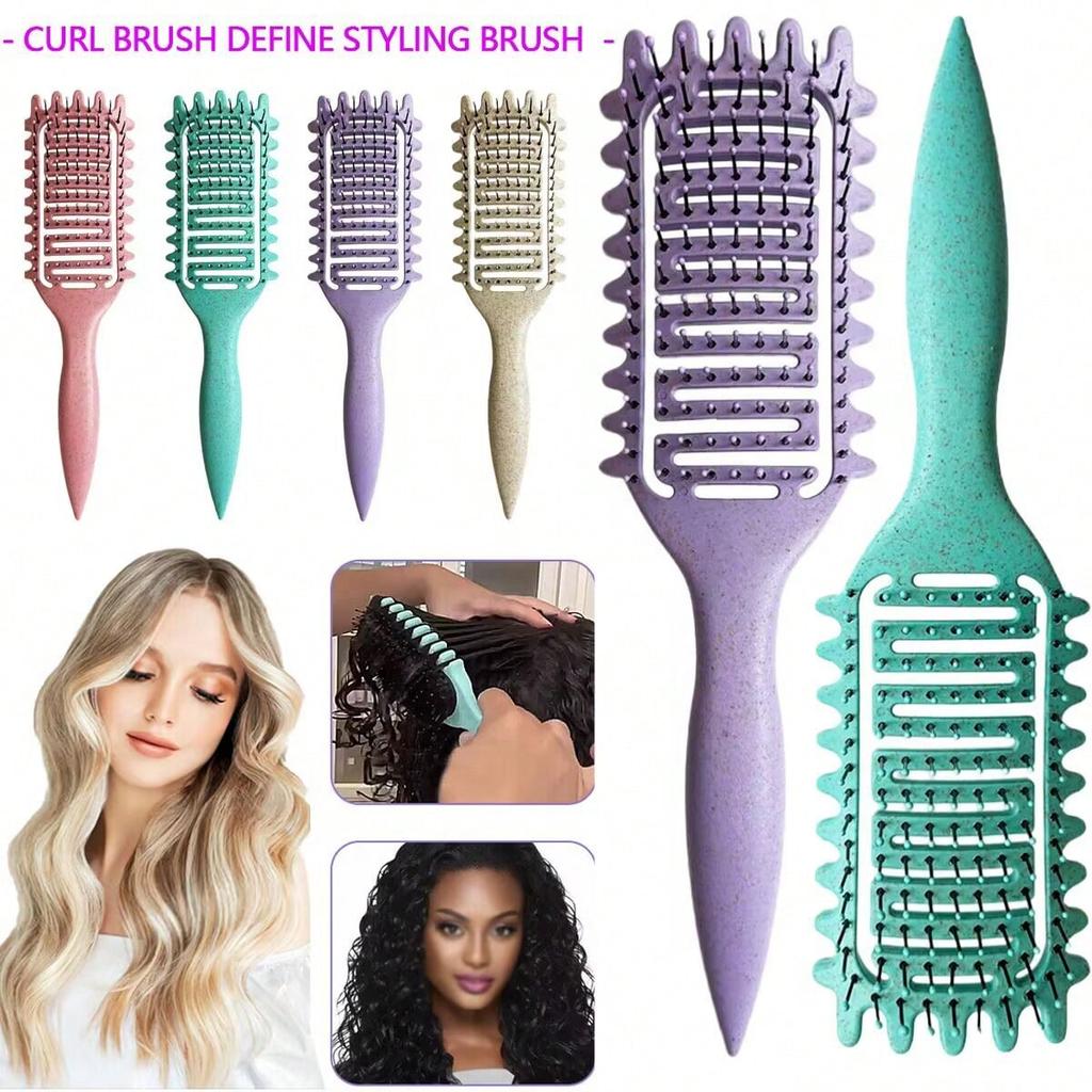 Portable Curly Hair Styling Brush, Detangling & Volumizing Comb for All Hair Types