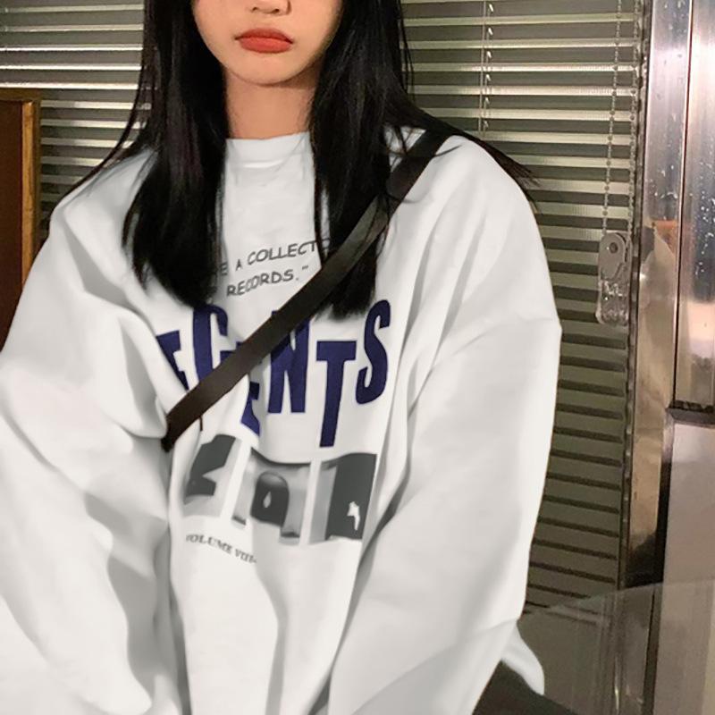 Padded Loose Casual Sweater Female Fall and Winter Jacket Ancient Round Neck Long-sleeved Bottoming Shirt Tops Fashion Retro Versatile Sweatshirt