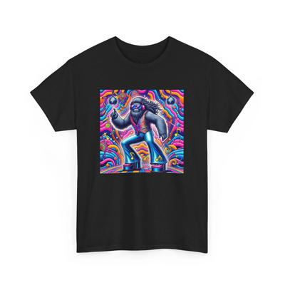 Unisex Erwachsenen T-Shirt Disco Sasquatch Funky Muster Disco Lustiges Geschenk Kryptid Tee