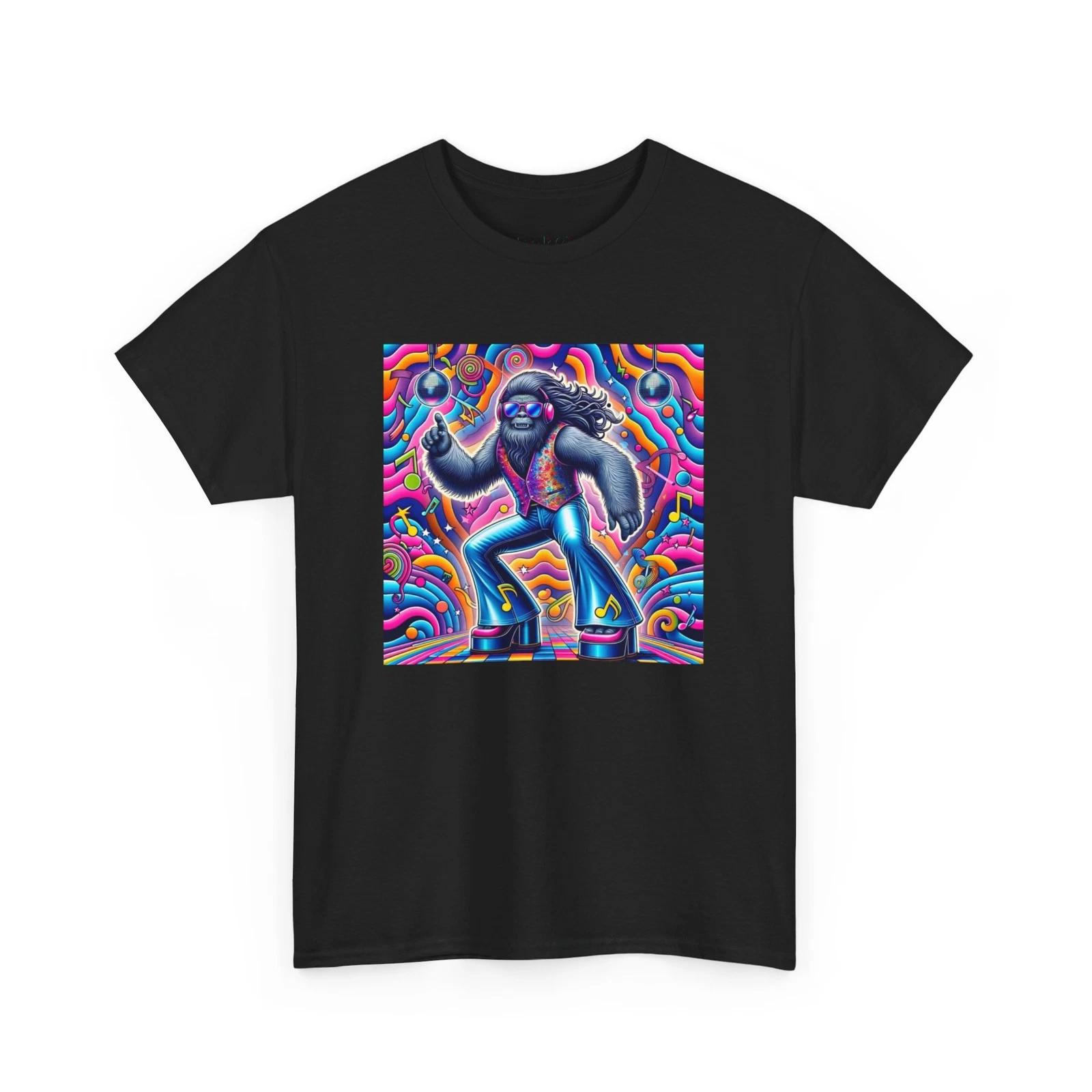 Unisex Adult T Shirt Disco Sasquatch Funky Pattern Disco Funny Gift Cryptid Tee XL