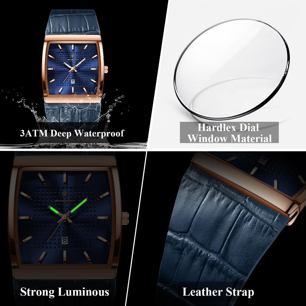 POEDAGAR Top Hohe Qualität Herren Uhr Datum Wasserdicht Mode Leuchtende Uhr für Mann Leder Luxus Herren Quarzuhren +Box