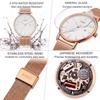 BUREI Men's Quartz Waterproof Date Rose Gold Stainless Steel Business Silver Wristwatch