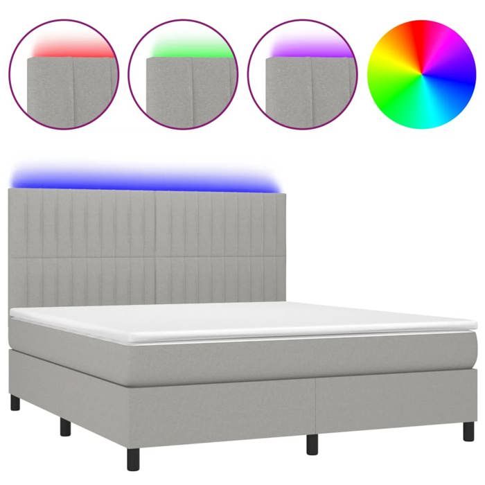 VidaXL Sommier à Lattes de Lit avec Matelas et LED, Lit Rembourré, Lit Double, Lit Adulte de Chambre à Coucher Intérieur, 3135053