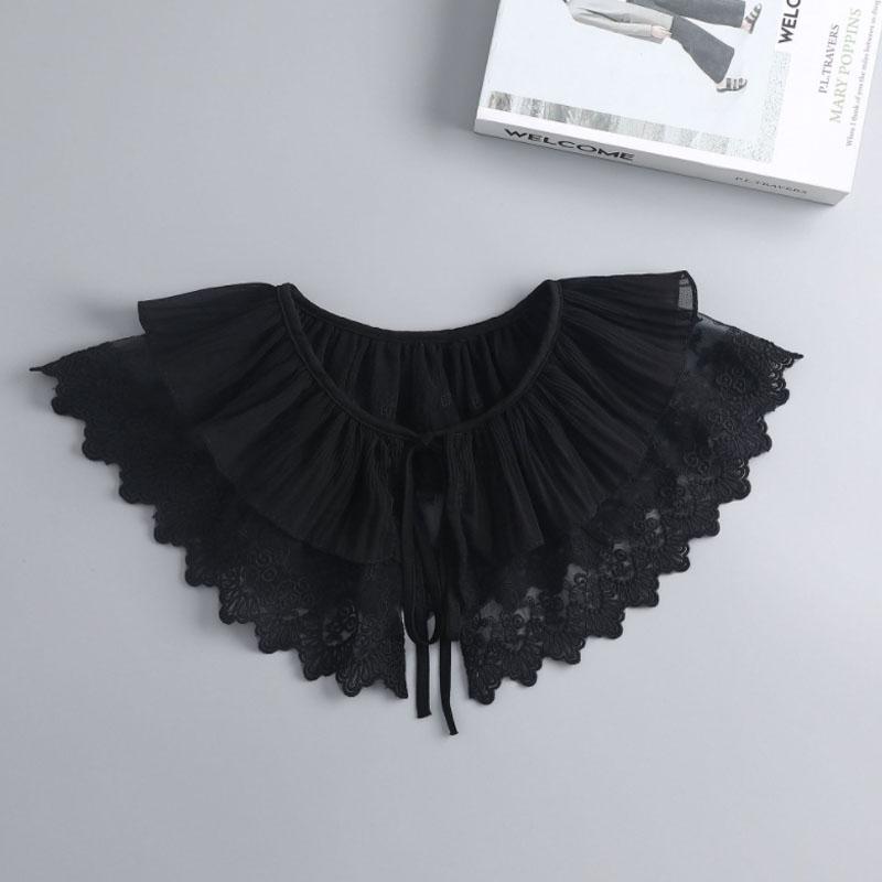Removable Lace Doll Fake Collar Women Tie Ladies White Shawl Wrap Detachable Embroidered Lapel False Collar Clothes Accessory