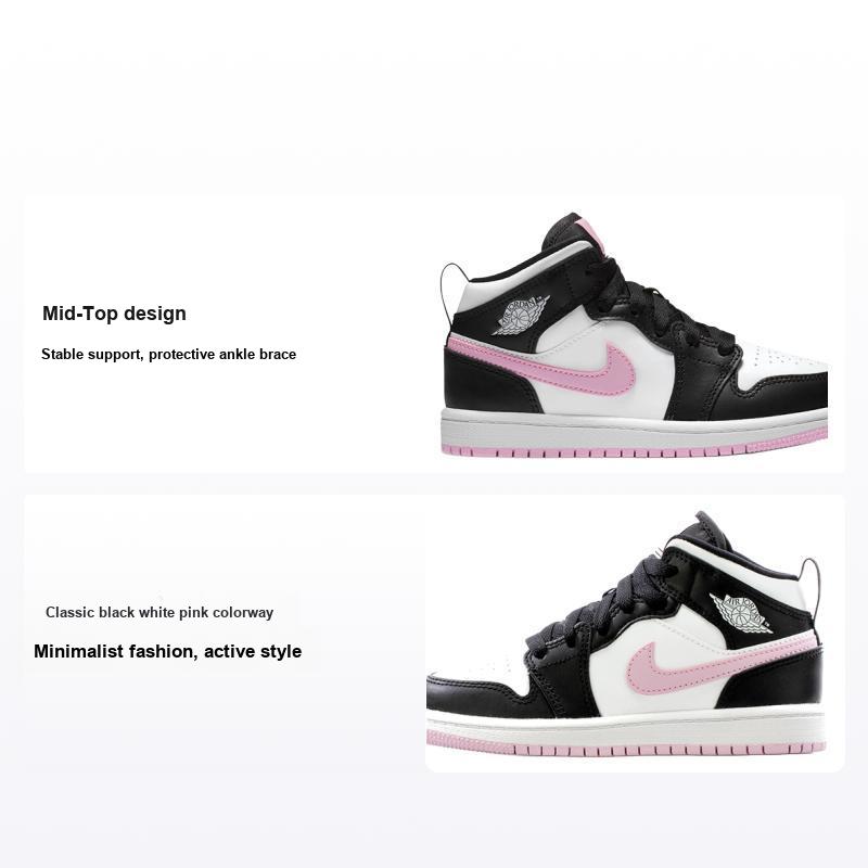 Кроссовки Air Jordan 1 Mid PS White Light Arctic Pink Kids Черные 640737-103 35