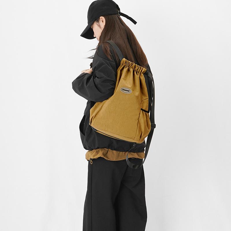 Fashion Drawstring Backpack Tie-out Casual Simple Solid Color Outdoor Sports Tie-out Soccer Lightweight Backpack