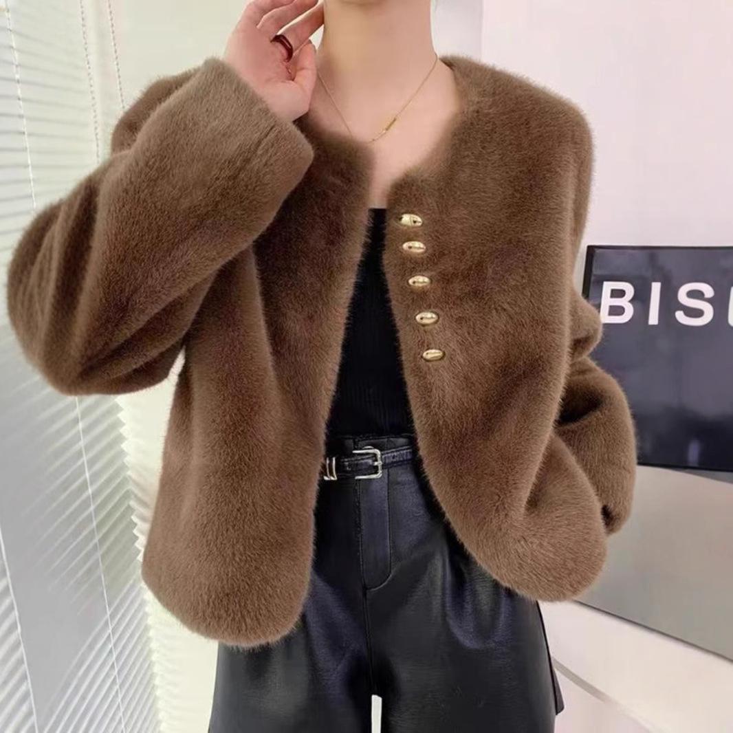 

2024 Women s High-End Faux Mink Fur Coat - Autumn/Winter Loose Fit L