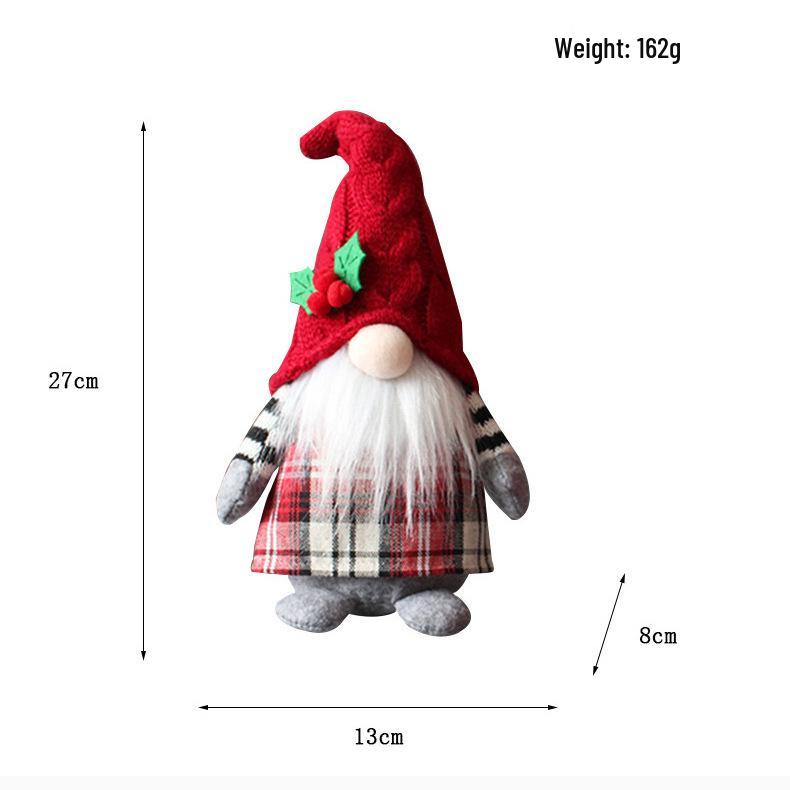 Faceless Plush Gnome Christmas Ornament with Skirt