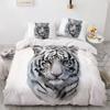 Seturi de lenjerie de pat 3D Set cuvertură pilotă neagră lenjerie de pat Față de pernă King Queen Dimensiune 180x210cm Animal Tigru Design Printed