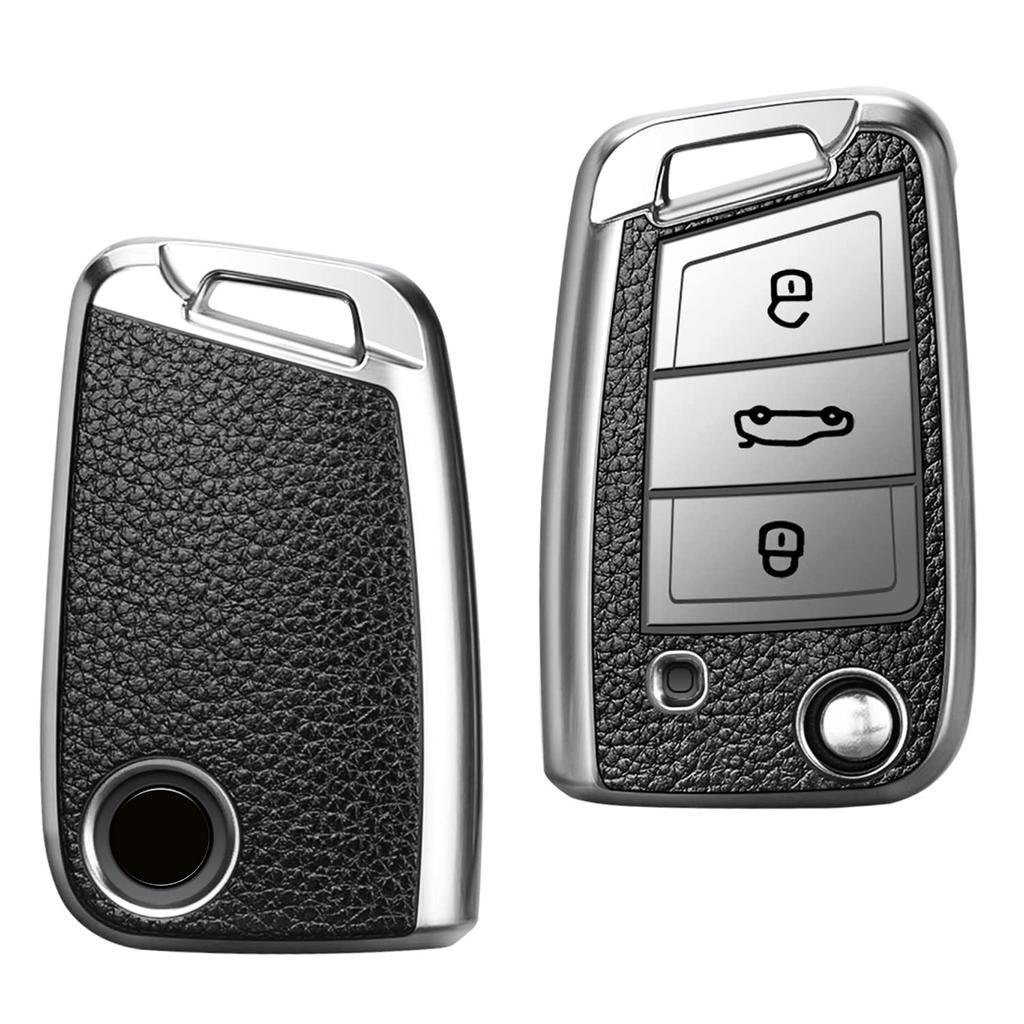 VW Dedicated Smart Key Case, Key Cover, Key Holder, Stylish, Textured, Luxury, Compatible with