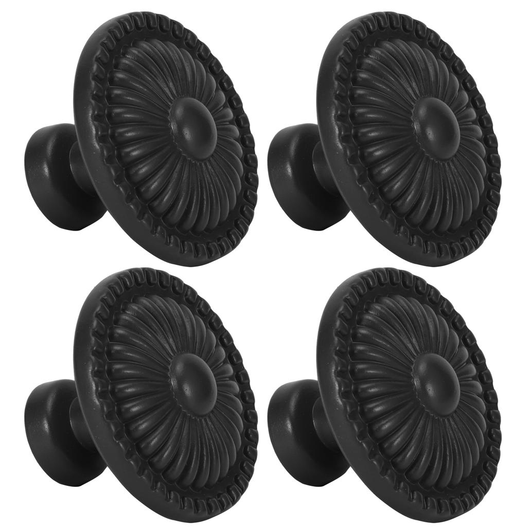 4 Sets Zinc Alloy Handle Single Hole Round Doorknob for Wardrobe Kitchen Cupboard388 Black