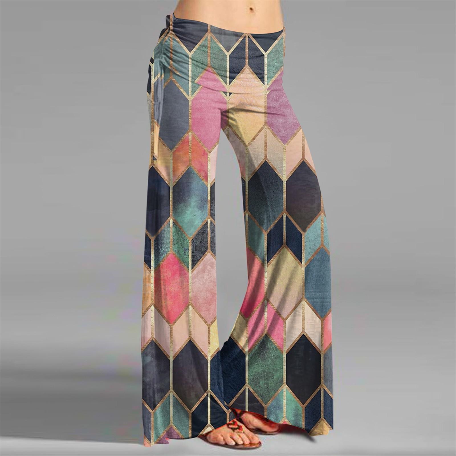 

Women s Fashion Printed Casual Flared Drawstring Pants Wide Leg Pants XXL