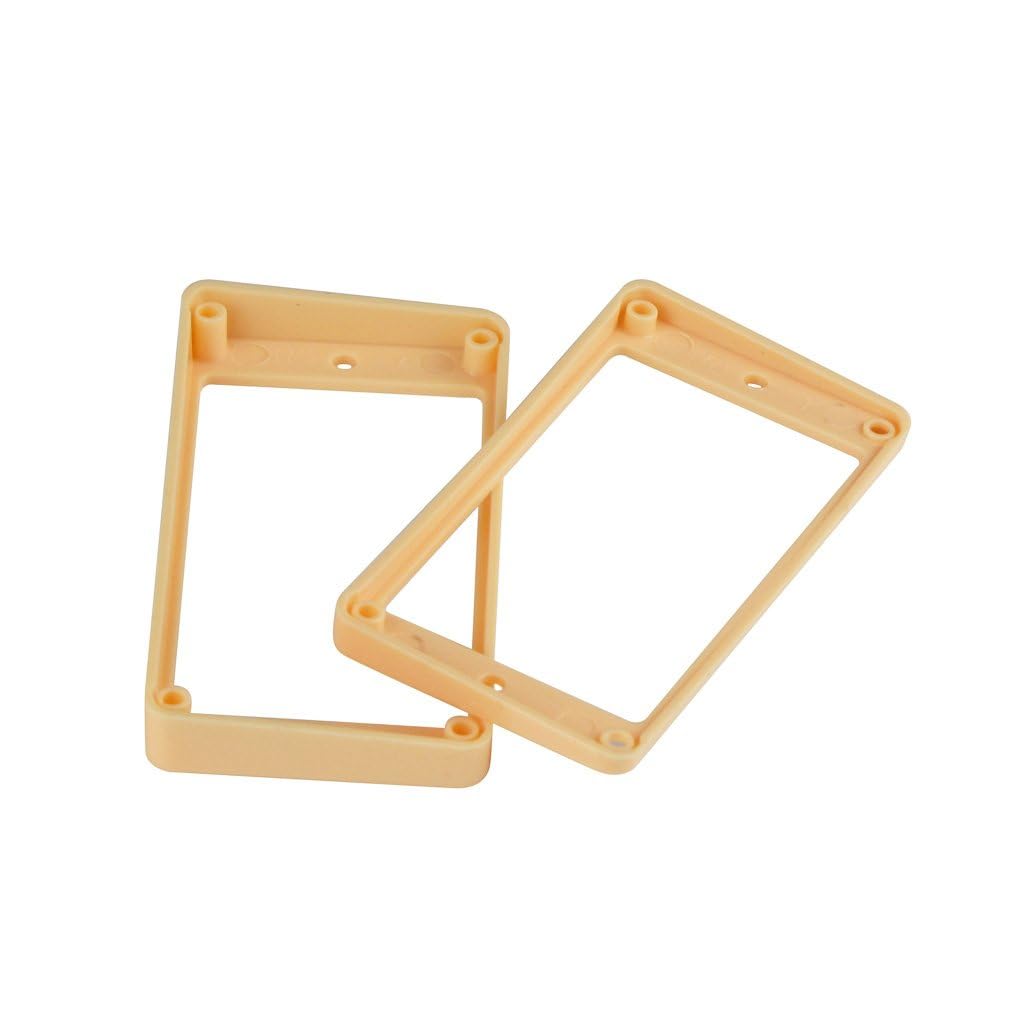 FLEOR 2pcs Plastic Neck Bridge Humbucking Pickup Mounting Rings Curved Frame for LP Style Guitars Cream-colored &